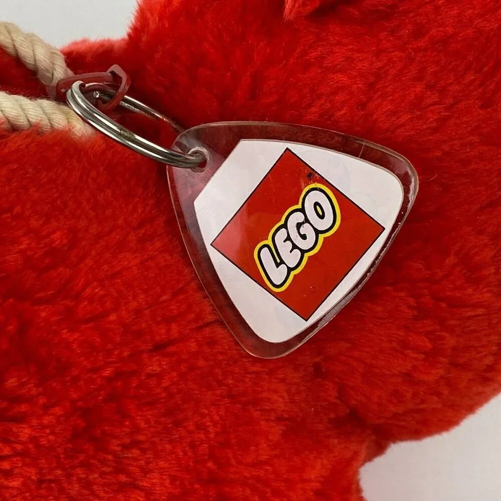 1984 Lego Duplo Red Bunny Rabbit Plush Carrier Bag with Keychain Legos Storage - Picture 10 of 10